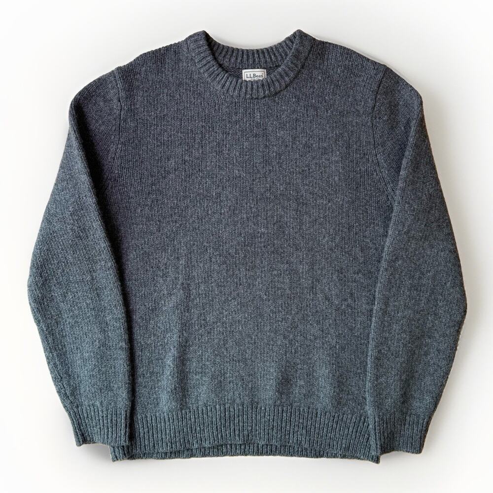 LL Bean Sweater XL Gray Wool Pullover Minimalist Fisherman Hunting Outdoors